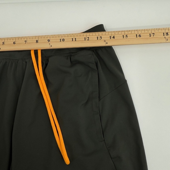 Adidas Shorts Men Medium Green Orange Climalite Basketball Running Activewear - Picture 9 of 12